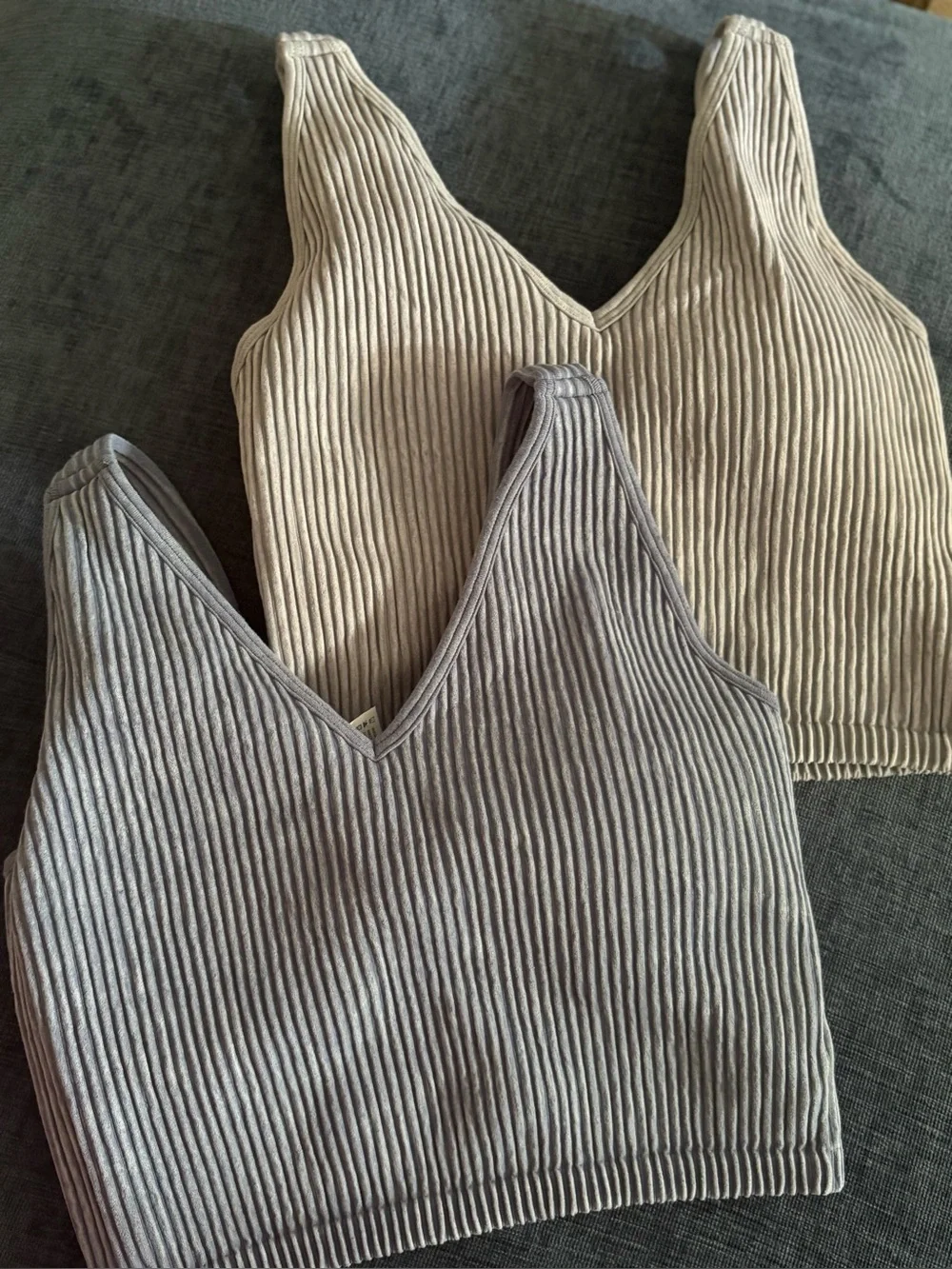 90 Degree by Reflex Stonewash Seamless Alamo V-Neck Sports Bra Tank Top - 2-Pack - Picture 1 of 5